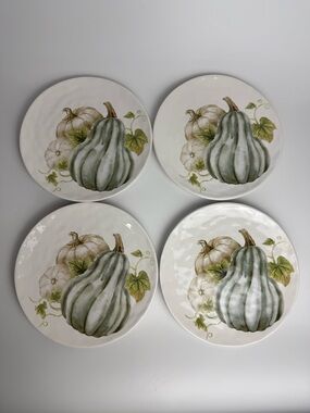 Pier 1 Imports Salad Plates Set 4 Autumn Bliss Gourd Pumpkin Fall 9” New